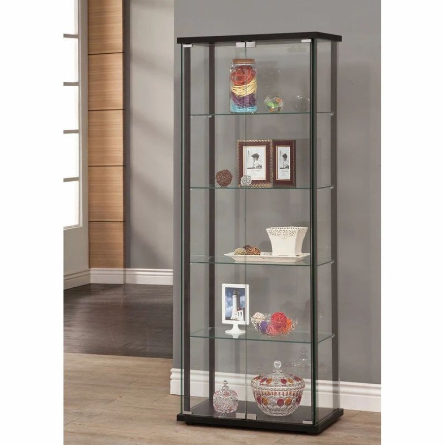 China Cabinets & Hutches * | Coaster Home Furnishings Coaster 5-Shelf Contemporary Glass Curio Cabinet