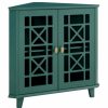 Accent Chests & Cabinets * | Walker Edison Gwen Fretwork Corner Accent Cabinet Dark Teal