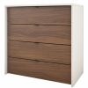 Accent Chests & Cabinets * | Nexera 4 Drawer Chest In White And Walnut