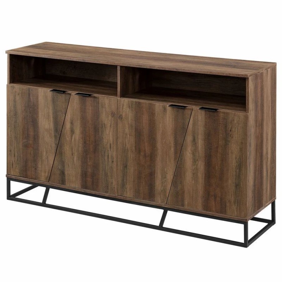 Buffets & Sideboards * | Walker Edison 58 Angled Door Sideboard, Reclaimed Barnwood