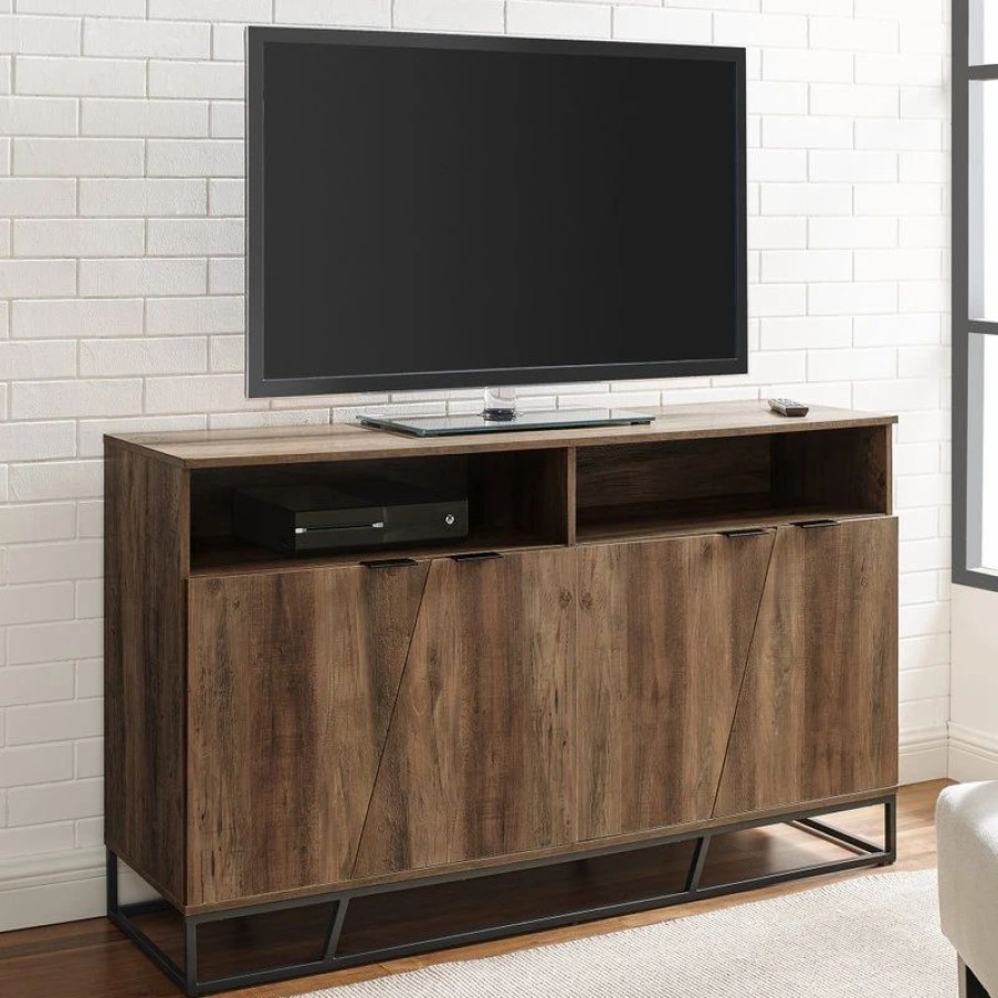 Buffets & Sideboards * | Walker Edison 58 Angled Door Sideboard, Reclaimed Barnwood