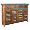 Buffets & Sideboards * | Crafters And Weavers La Boca Rustic Distressed Solid Wood 4-Drawer 4-Door Sideboard