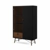 China Cabinets & Hutches * | Tvilum Ry 1 Drawer China Cabinet With 1 Door 1 Glass Door In Black Matte Walnut