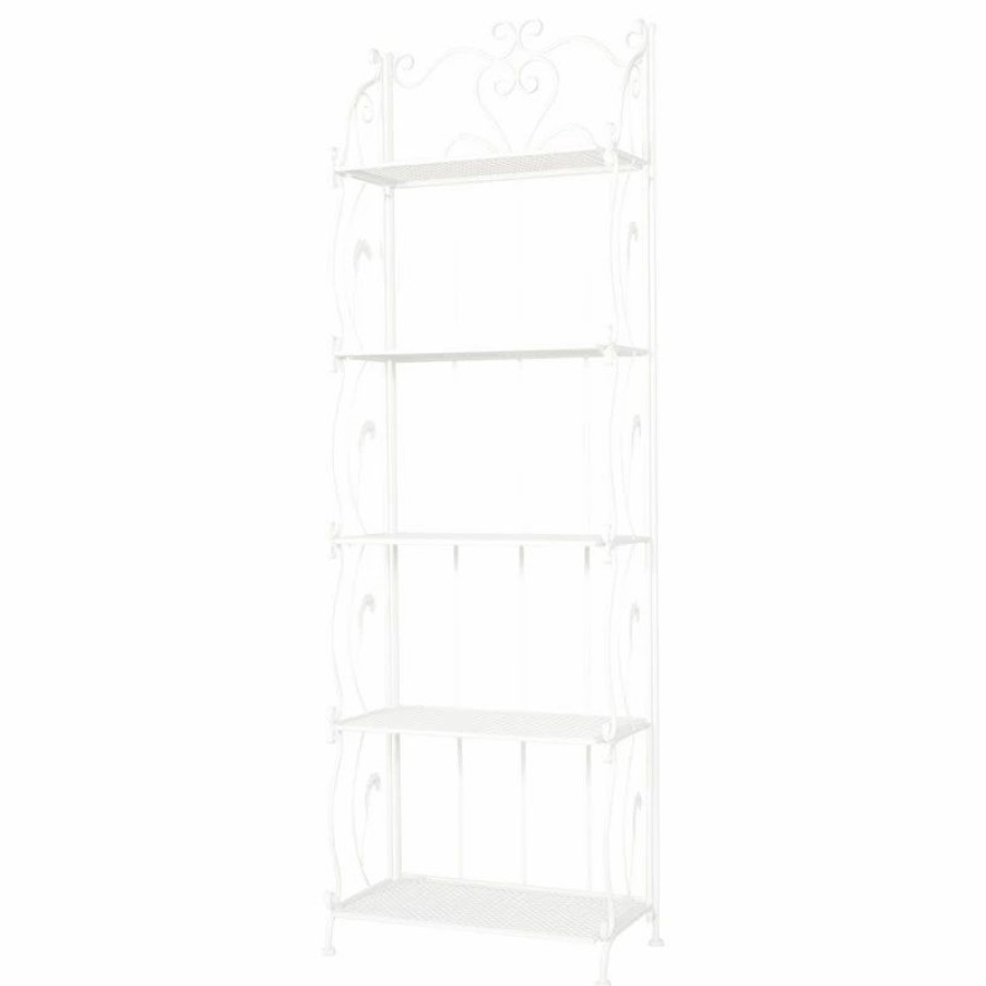 Shelving * | Brimfield & May French Country White Metal Bakers Rack 560822