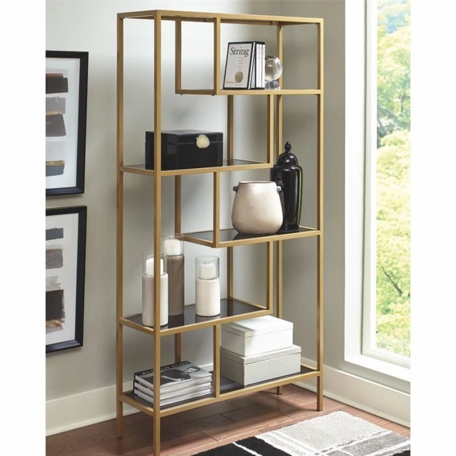 Shelving * | Ashley Furniture Industries Signature Design By Ashley Frankwell 5 Shelf Etagere In Gold