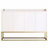 Buffets & Sideboards * | Homary 48 White Buffet Sideboard Kitchen Sideboard Cabinet With 4 Doors, Gold