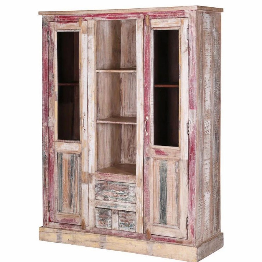 China Cabinets & Hutches * | Sierra Living Concepts Inc Blue Ridge Reclaimed Wood 2-Door Rustic Display Cabinet