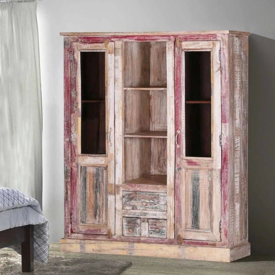 China Cabinets & Hutches * | Sierra Living Concepts Inc Blue Ridge Reclaimed Wood 2-Door Rustic Display Cabinet