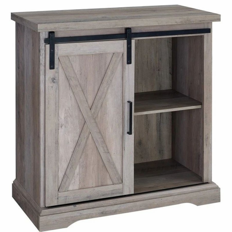 Buffets & Sideboards * | Walker Edison 32 Rustic Farmhouse Buffet Accent Cabinet Gray Wash