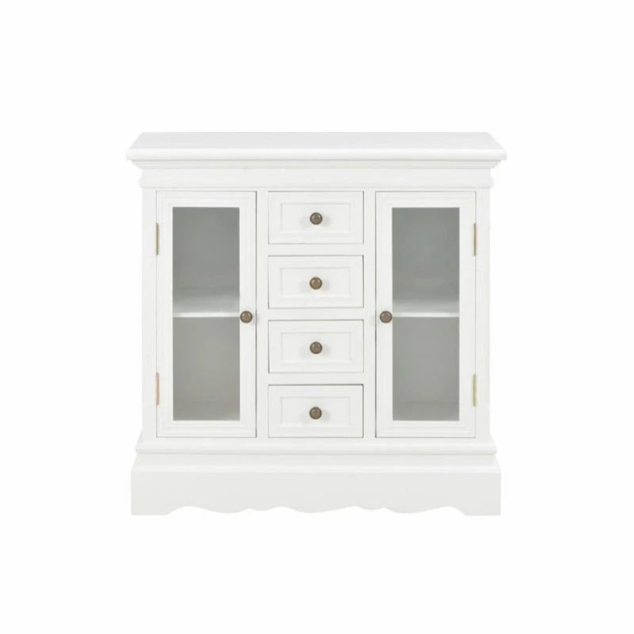 Buffets & Sideboards * | Vida Xl International B.V. Vidaxl Solid Pine Wood Sideboard White 27.6 Sturdy Storage Cabinet Furniture