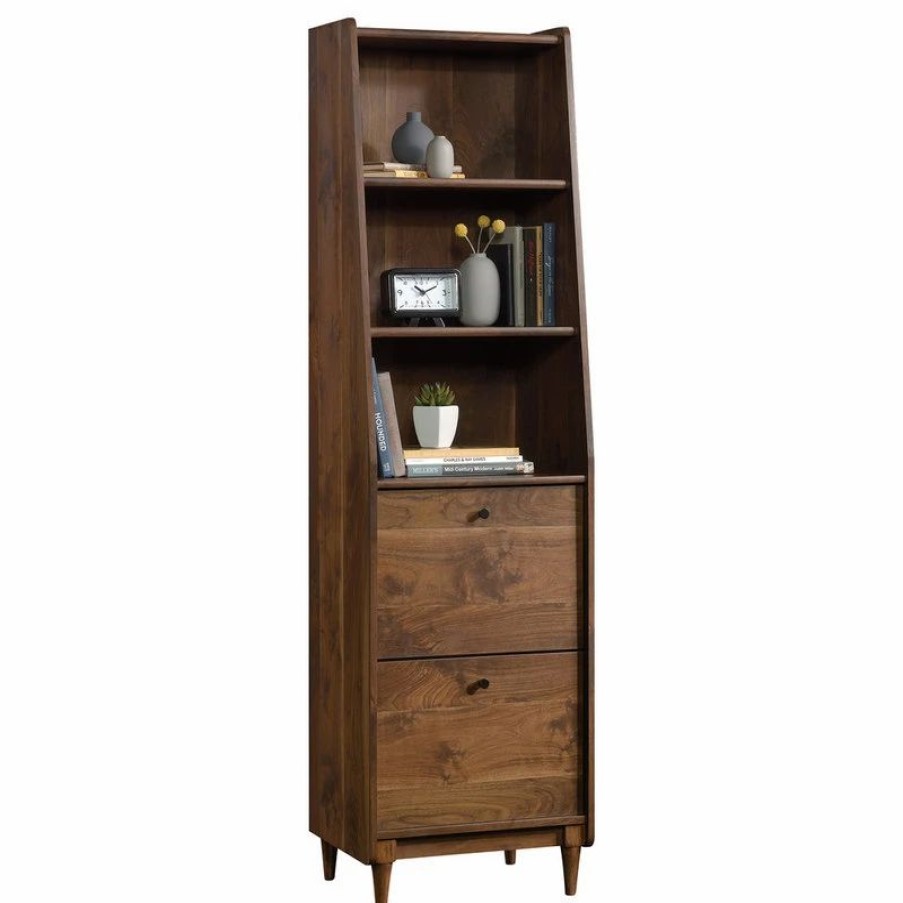 Shelving * | Sauder Harvey Park 3 Shelf Narrow Bookcase In Grand Walnut