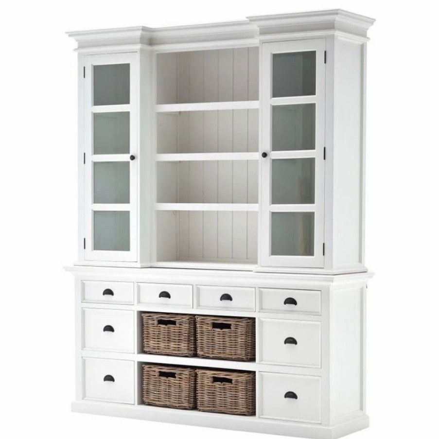 China Cabinets & Hutches * | Novasolo Furniture Novasolo Provence Storage Cabinet With Hutch In Pure White