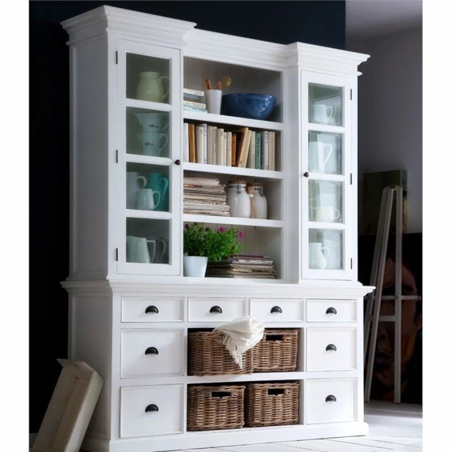 China Cabinets & Hutches * | Novasolo Furniture Novasolo Provence Storage Cabinet With Hutch In Pure White