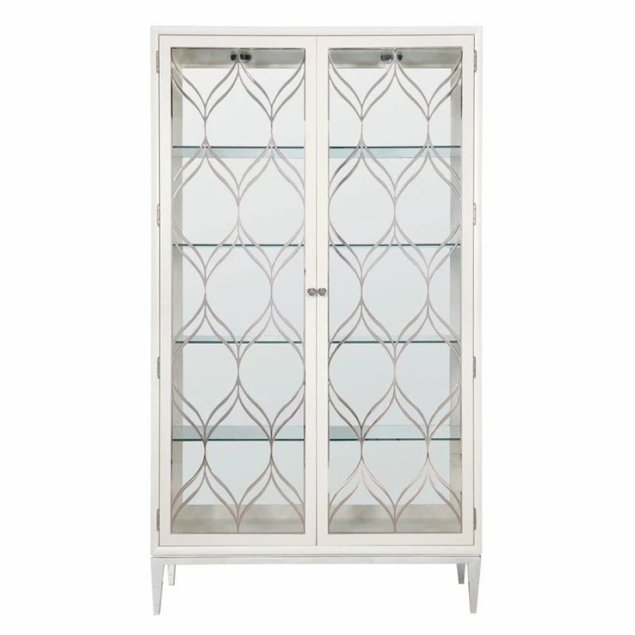 China Cabinets & Hutches * | Bernhardt Furniture Company Bernhardt Calista Curio, Silken Pearl/Polished Nickel