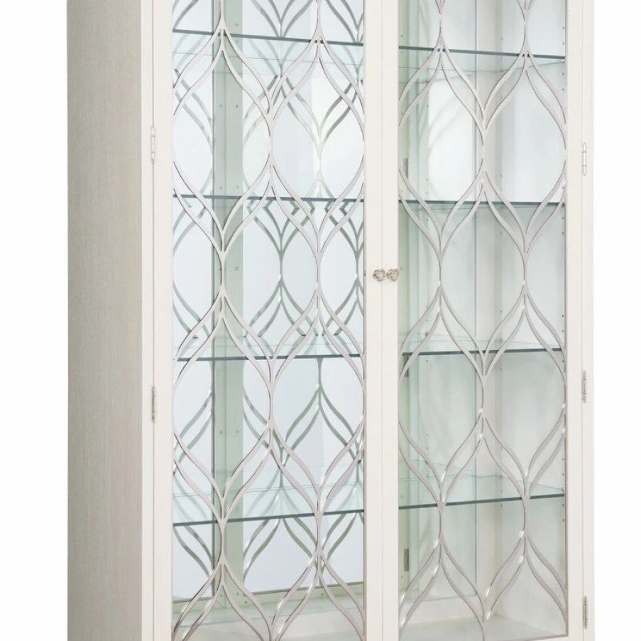 China Cabinets & Hutches * | Bernhardt Furniture Company Bernhardt Calista Curio, Silken Pearl/Polished Nickel