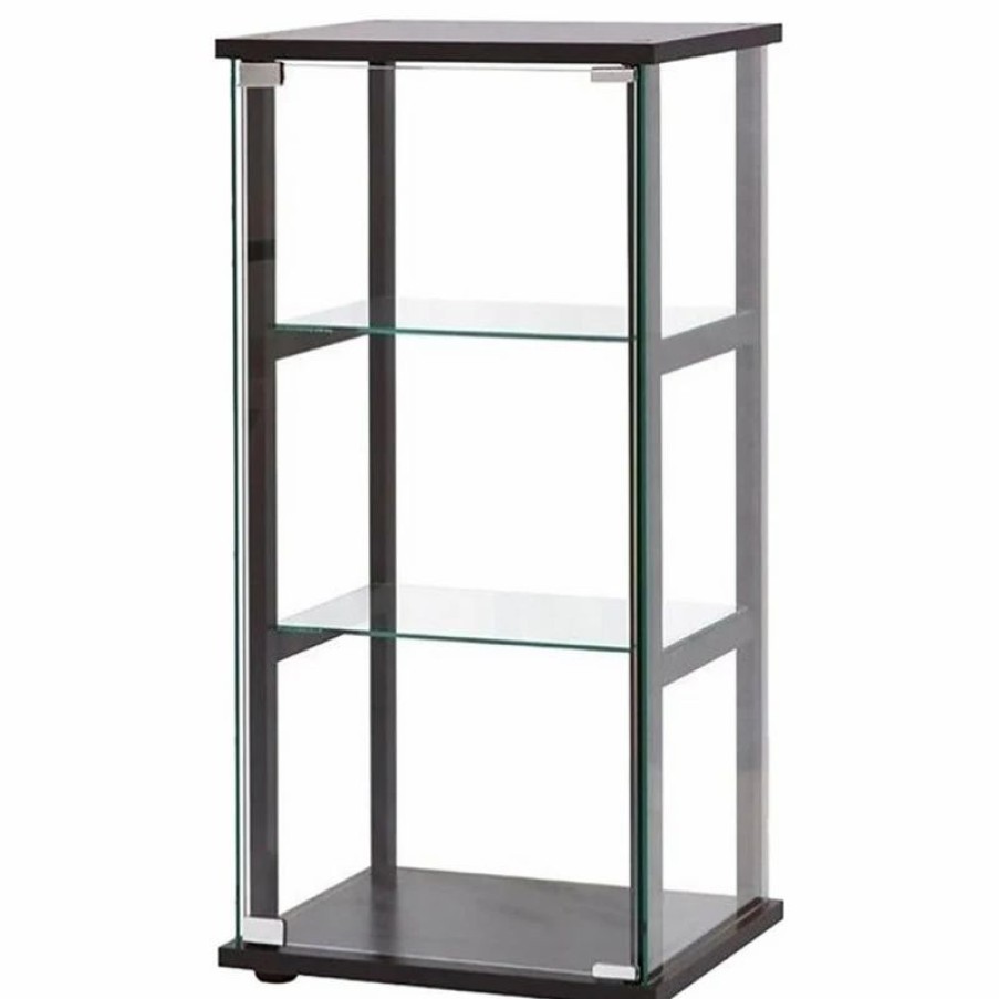 China Cabinets & Hutches * | Coaster Home Furnishings Coaster 3 Shelf Glass Curio Cabinet In Black