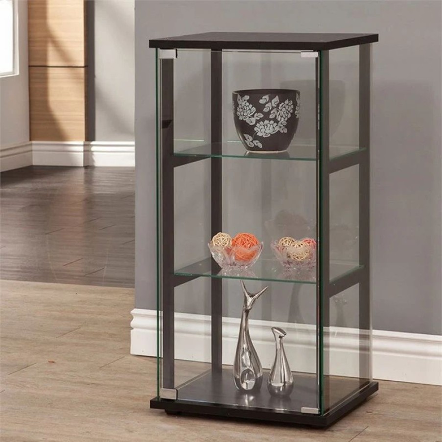 China Cabinets & Hutches * | Coaster Home Furnishings Coaster 3 Shelf Glass Curio Cabinet In Black