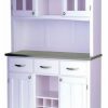 China Cabinets & Hutches * | Bowery Hill Wine Rack Buffet And 2 Door Hutch In White