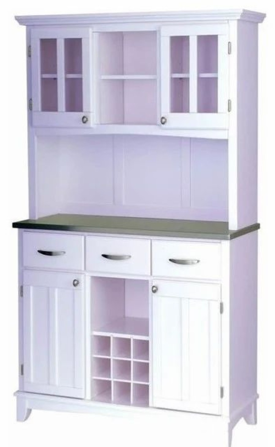 China Cabinets & Hutches * | Bowery Hill Wine Rack Buffet And 2 Door Hutch In White