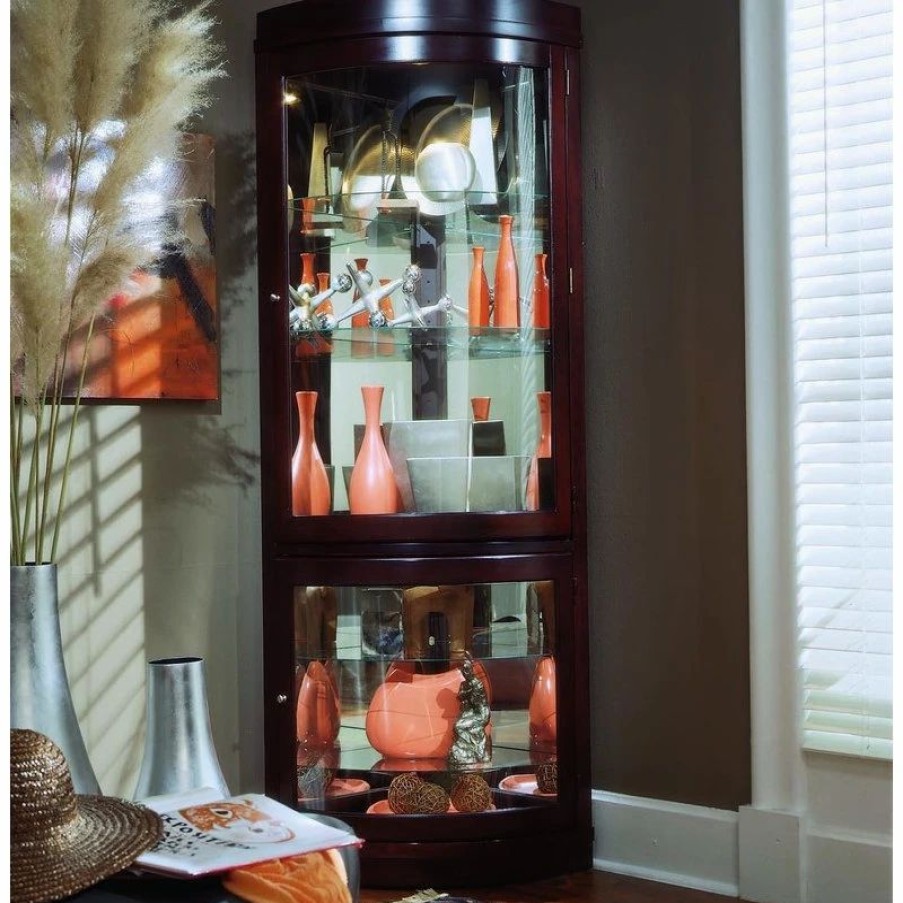 China Cabinets & Hutches * | Pulaski Furniture Pulaski Chocolate Cherry Corner Curio