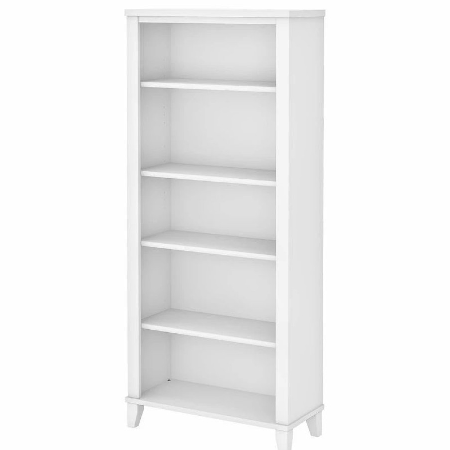 Shelving * | Bush Industries Somerset 5 Shelf Bookcase, White