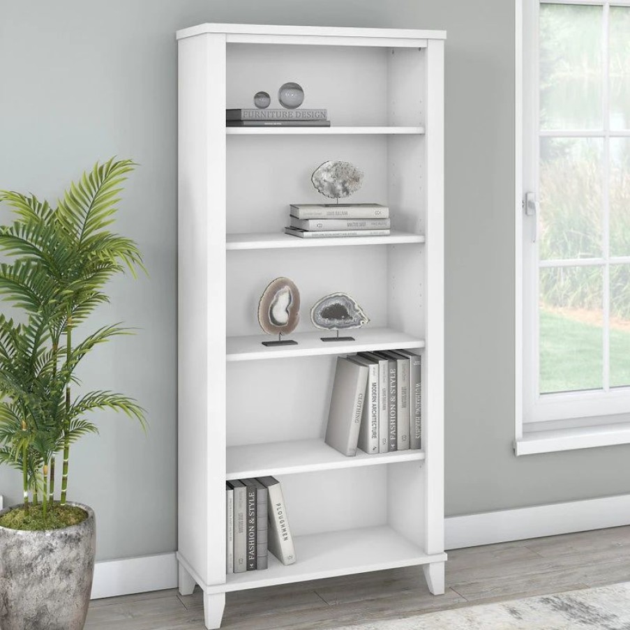 Shelving * | Bush Industries Somerset 5 Shelf Bookcase, White