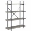 Shelving * | Belleze Industrial Bookcase Open Etagere Book Shelf Metal/Wood, Gray Wash, 4 Shelves