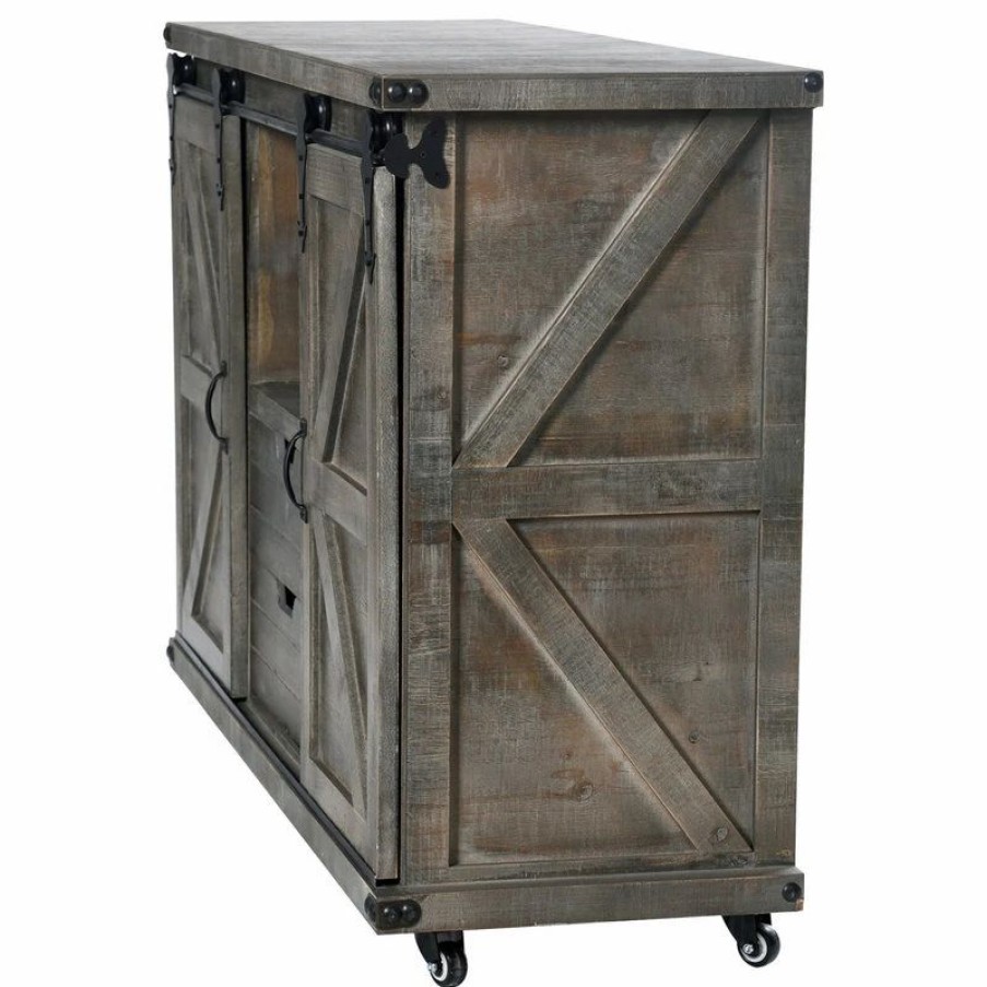 Buffets & Sideboards * | Stylecraft Presley 2 Door, 2 Drawer And Open Center Cabinet, Driftwood Grey