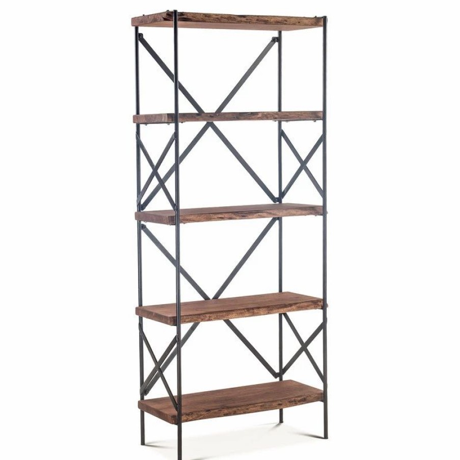 Shelving * | World Interiors Blayne 78-Inch Tall Live Edge Bookshelf