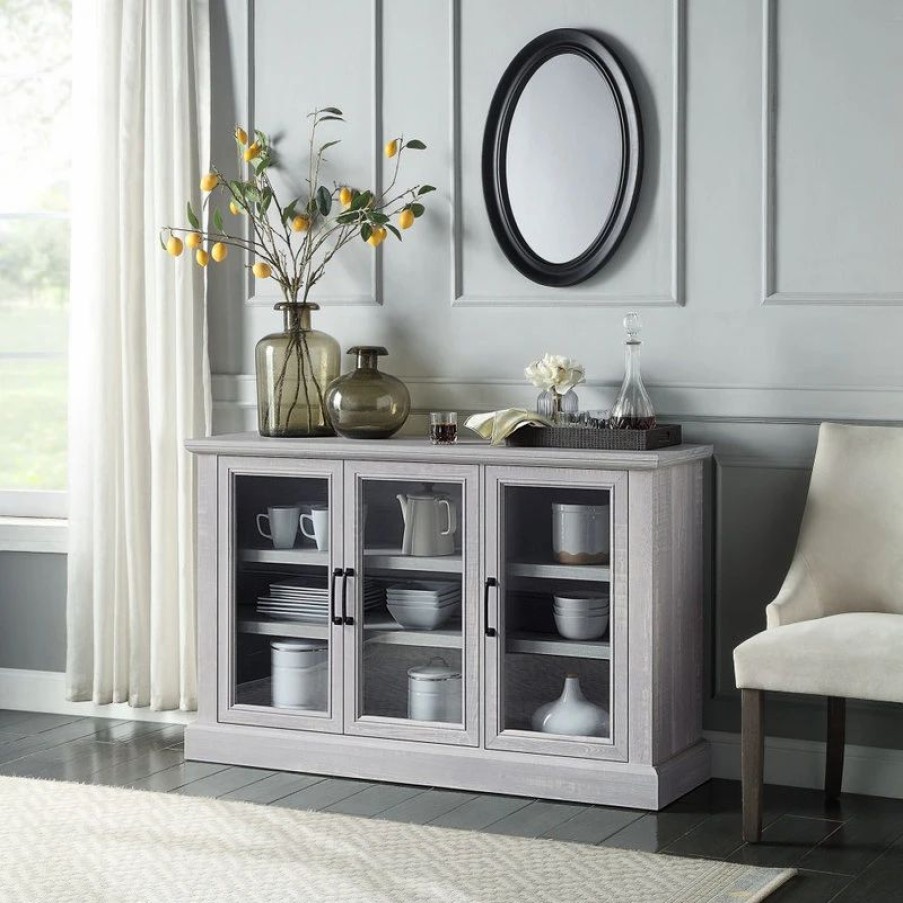 Buffets & Sideboards * | Belleze 55 Farmhouse Sideboard Cabinet, Stone Gray