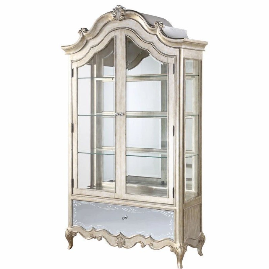 China Cabinets & Hutches * | Acme Furniture Esteban Curio, Mirrored And Antique Champagne