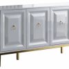 Buffets & Sideboards * | Best Master Furniture Sujay 65 Modern Wood Sideboard With Gold Accents In White