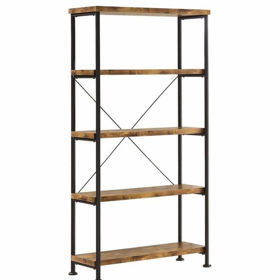 Shelving * | Coaster Home Furnishings Coaster Barritt Wood And Metal Open Bookcase