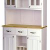 China Cabinets & Hutches * | Homestyles Off White Dining Hutch With Natural Wood Top