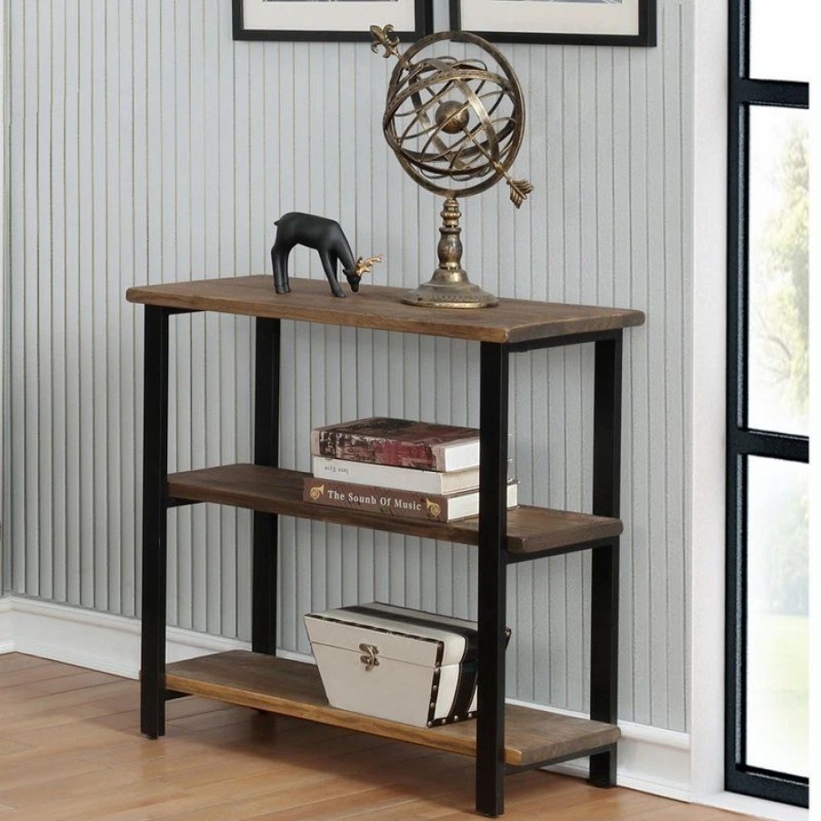 Shelving * | Bolton Furniture, Inc. Pomona 31 H 2-Shelf Metal And Solid Wood Under-Window Bookcase