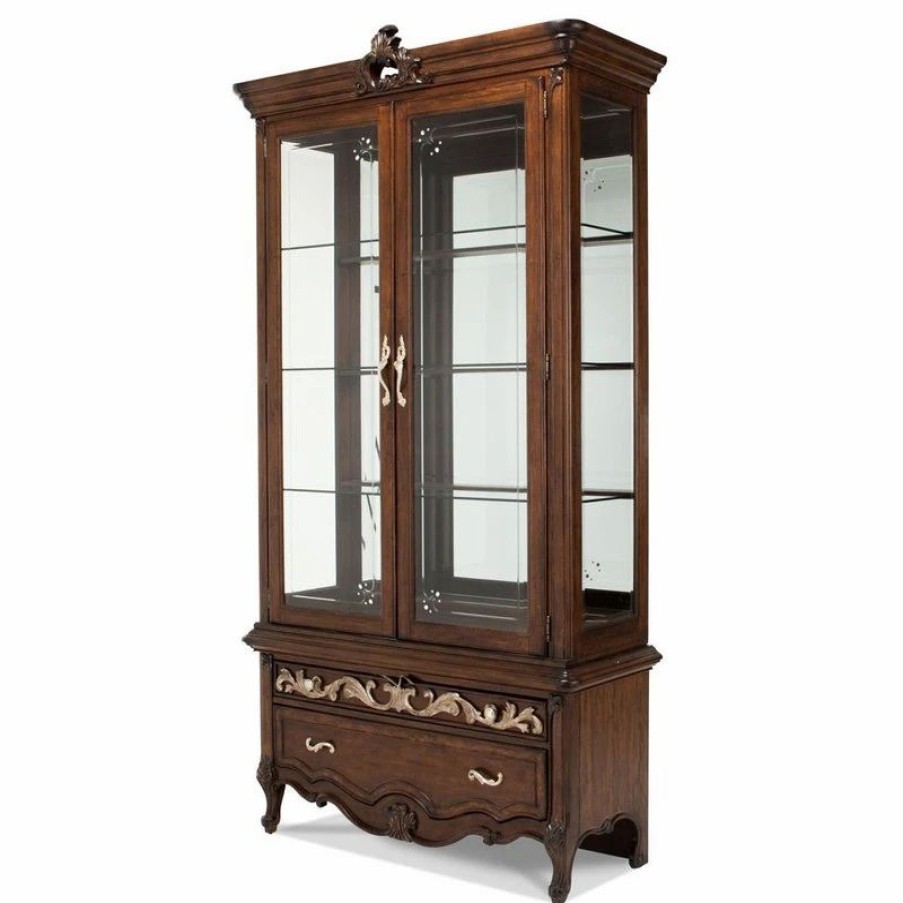 China Cabinets & Hutches * | Michael Amini Aico Platine De Royale Curio, Light Espresso 09505-229