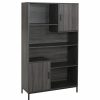 Shelving * | Gdfstudio Joanne Contemporary Faux Wood Cube Unit Bookcase, Dark Gray/Black