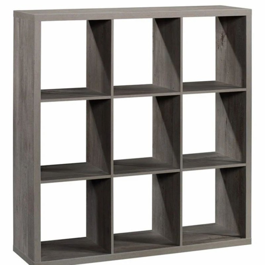 Shelving * | Sauder Miscellaneous Storage Engineered Wood 9-Cube Organizer In Mystic Oak