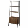 Shelving * | Walker Edison 72 Urban Industrial Metal And Wood Ladder Storage With Cabinet, Dark Walnut