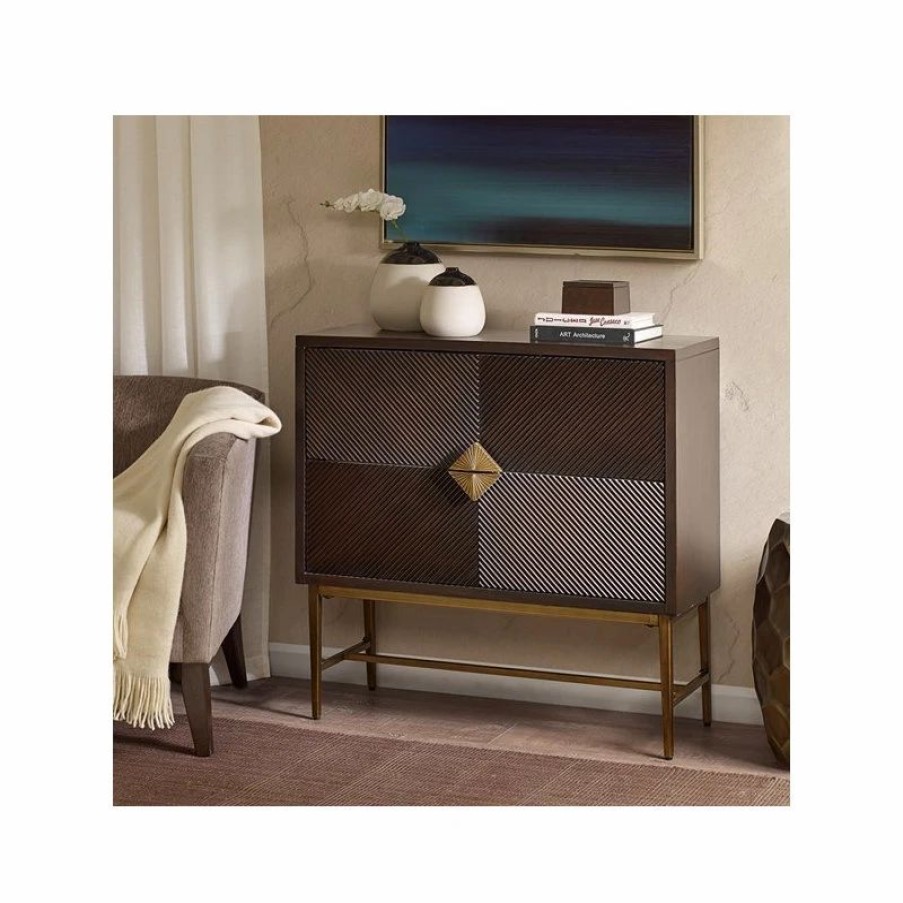 Accent Chests & Cabinets * | Olliix Madison Park Isabel Hand-Carved 2-Drawer Modern Midcentury Chest, Brown