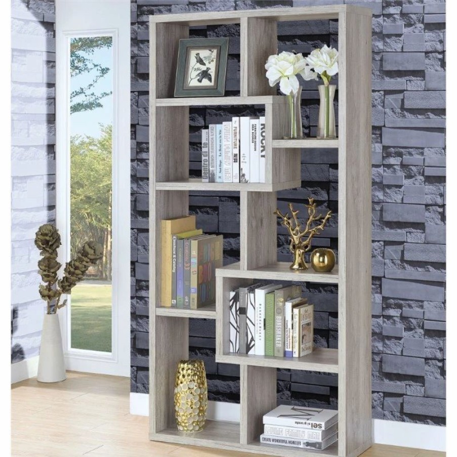 Shelving * | Coaster Home Furnishings Coaster Contemporary Tall Spacious Wooden Bookcase In Gray Driftwood