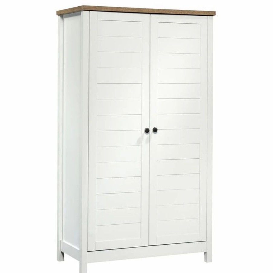 Accent Chests & Cabinets * | Sauder Cottage Road Tall Wood Storage Cabinet In Soft White