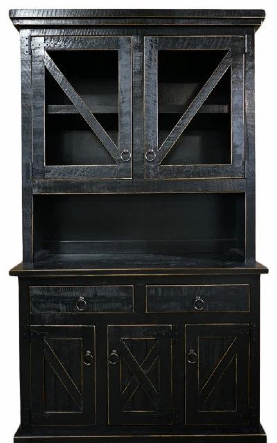 China Cabinets & Hutches * | Eagle Furniture Farmhouse Wide Kitchen Hutch And Buffet, Antique Black