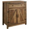 Accent Chests & Cabinets * | Walker Edison 30 Farmhouse Barn Door Accent Cabinet, Reclaimed Barnwood