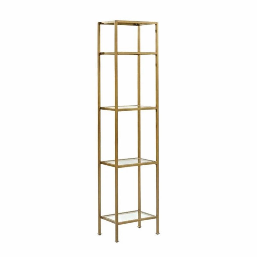 Shelving * | Pemberly Row Narrow Open Display Case In Gold