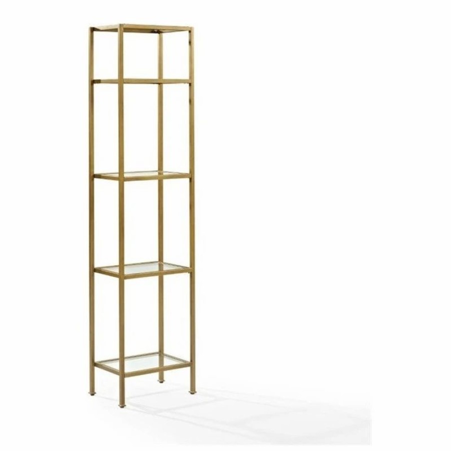 Shelving * | Pemberly Row Narrow Open Display Case In Gold