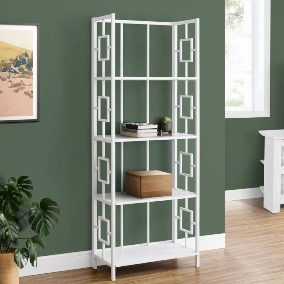 Shelving * | Monarch Specialties Bookcase 62 H, White, White Metal Etagere