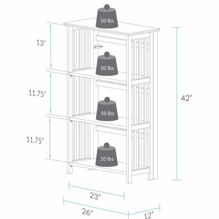 Shelving * | Casual Home Soho Manhattan 4-Shelf Folding Bookcase 26 Wide, Natural