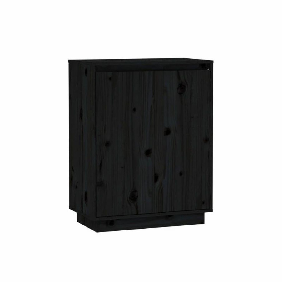 Buffets & Sideboards * | Vida Xl International B.V. Vidaxl Solid Wood Pine Sideboard Black Storage Cupboard Side Door Cabinet