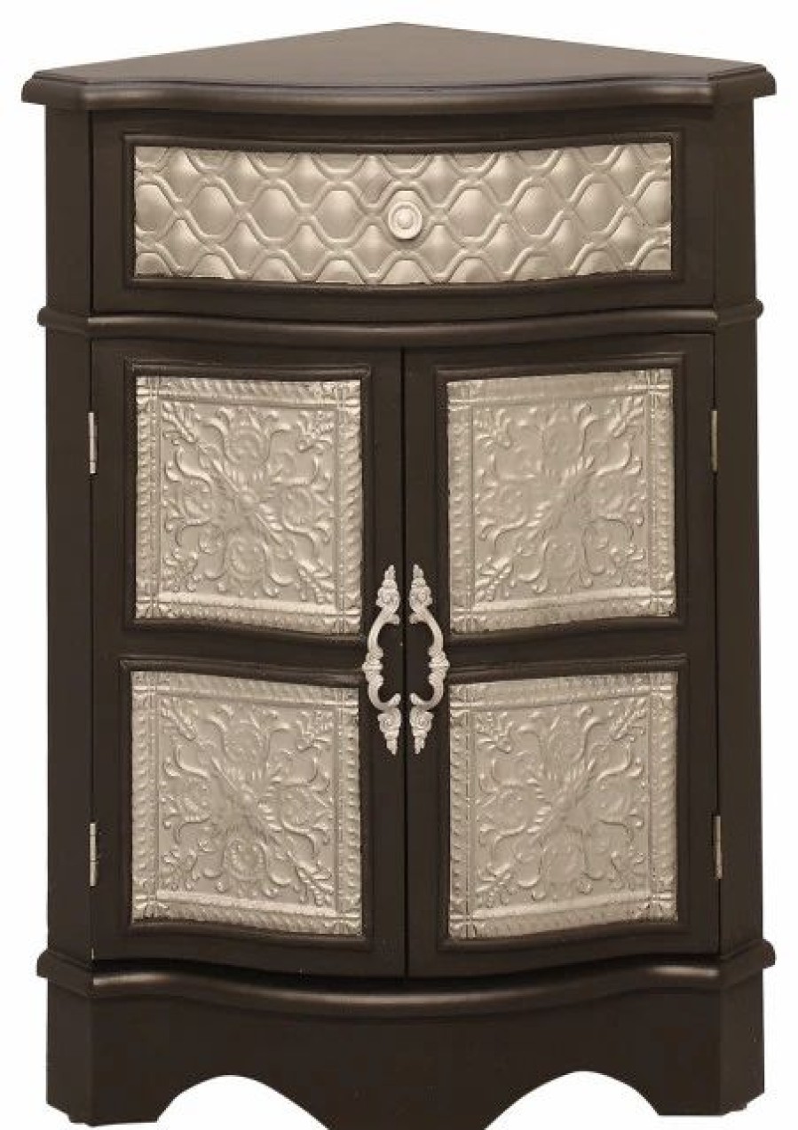 Accent Chests & Cabinets * | Welcome Home Accents Black Corner Cabinet